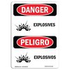 Signmission Safety Sign, OSHA Danger, 14" Height, Rigid Plastic, Explosives, Bilingual Spanish OS-DS-P-1014-VS-1212